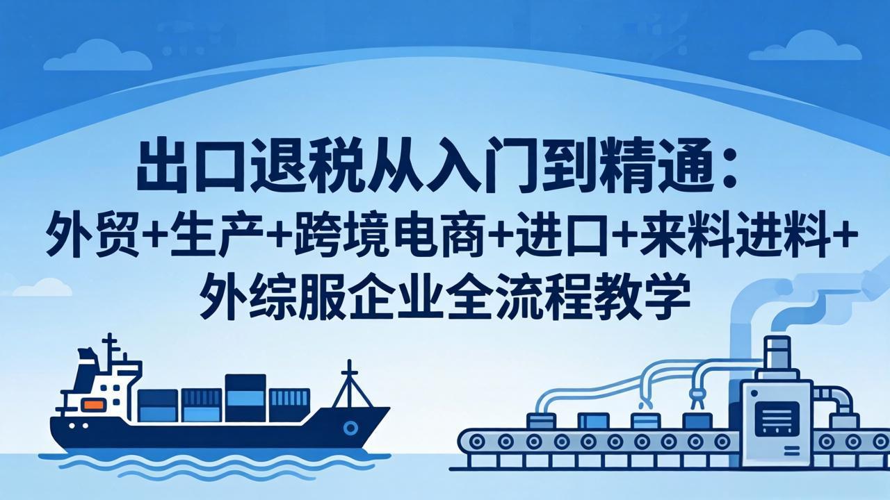 出口退税从入门到精通：外贸+生产+跨境电商+进口+来料进料+外综服企业全流程教学-千汇网创