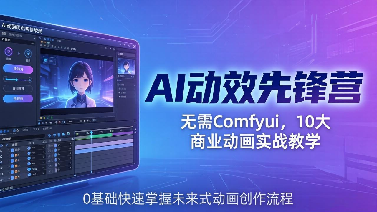 AI 动效先锋营：无需Comfyui，10大商业动画实战教学，0基础快速掌握未来式动画创作流程-千汇网创